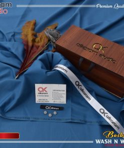 Alkaram Light Zinc Color Men’s Unstitched Suit in Premium Wooden Box