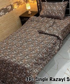 Elegant Single Size Printed Vicky Razai Set with mix cotton fabric, 500 GSM quilt, and vibrant 3-piece bedding for single beds.