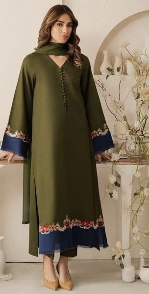 QASWA QS‑653 three piece dhanak winter embroidered suit