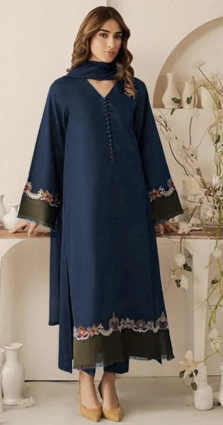 QASWA QS‑655 three piece winter dhanak embroidered luxury suit