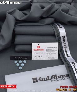 Gul Ahmad GW-16 Grey Wash and Wear Unstitched Suit for Men – Premium Winter Fabric