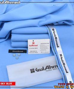 Gul Ahmad GW-12 Sky Blue Wash and Wear Fabric for Men – Unstitched Winter Suit