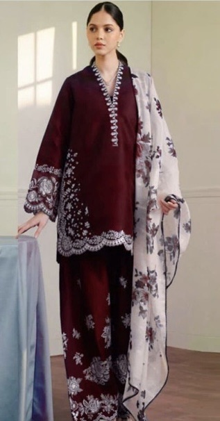 Zara Shahjahan ZS-656 Premium Dhanak Embroidered Winter Suit with Digital Wool Shawl