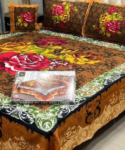 3D Panel Crystal Cotton Bedsheet Set ST 30 King Size Bedding