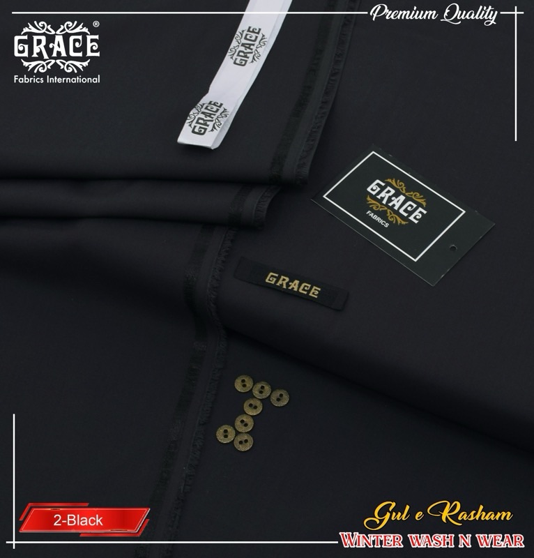 Grace Winter Black Wash & Wear Men’s Unstitched Suit – Premium 4 Meter Fabric