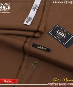 Grace Bronze Winter Wash & Wear Men’s Unstitched Suit in Premium 4 Meter Fabric