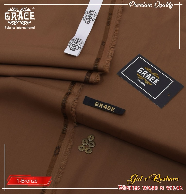 Grace Bronze Winter Wash & Wear Men’s Unstitched Suit in Premium 4 Meter Fabric