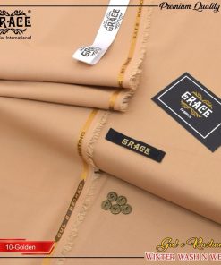 Grace winter wash and wear men unstitched suit golden color 4 meter