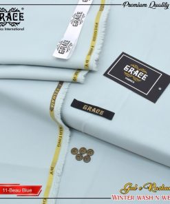 Grace winter wash and wear men unstitched suit blue beau color 4 meter