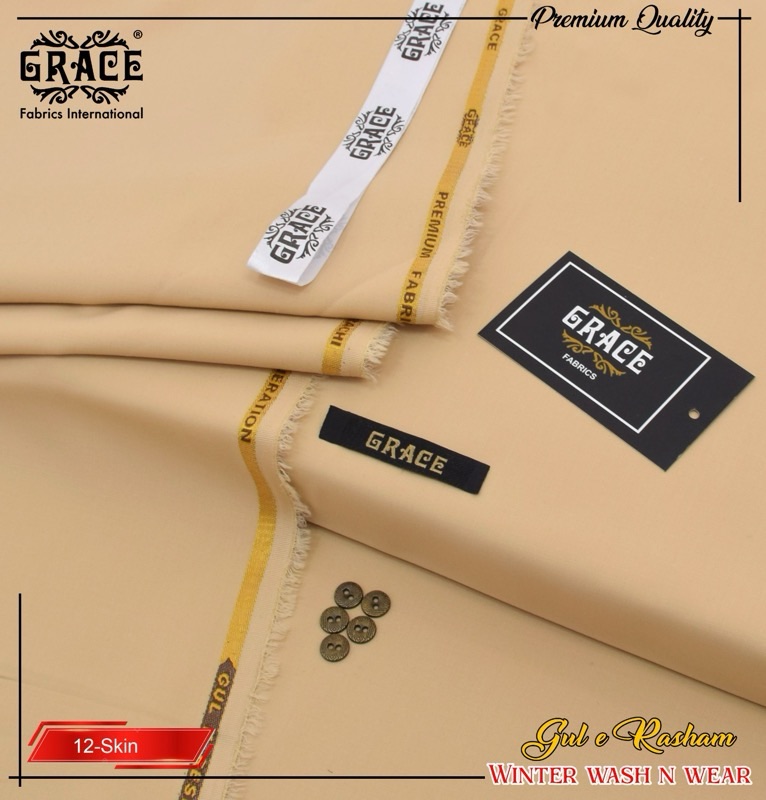 Grace winter wash and wear men unstitched suit skin color 4 meter