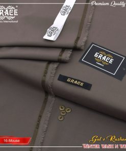 Grace winter wash and wear men unstitched suit mouse color 4 meter