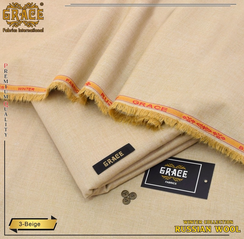 Grace Men Winter Unstitched Suit in Beige P.A Wool