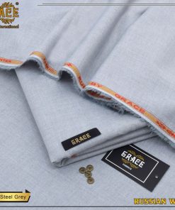 Grace winter wool winter men’s unstitched suit in Steel Grey color premium poly-wool fabric