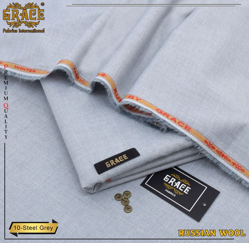 Grace winter wool winter men’s unstitched suit in Steel Grey color premium poly-wool fabric