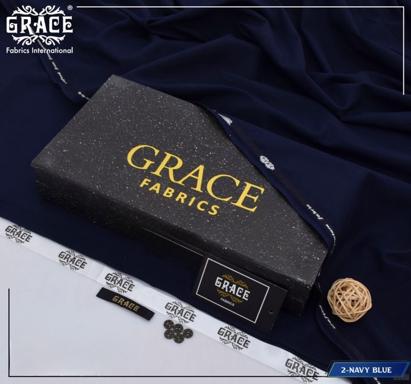 Grace Summer Wash & Wear Men’s Unstitched Suit Navy Blue 4 Meter Fabric