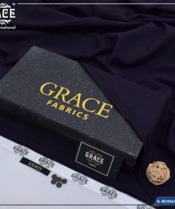 Grace Summer Wash & Wear Men’s Unstitched Suit Russian Violet Color Packed in Grace Fabrics Box