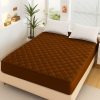 Dark Brown Fancy Quilted Waterproof Mattress Fitted Bedsheet King Size