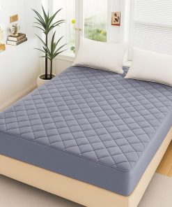 Grey Fancy Quilted Waterproof Mattress Fitted Bedsheet King Size