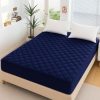 Navy Blue Fancy Quilted Waterproof Mattress Fitted Bedsheet King Size