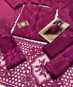 Crafted with a fully heavy embroidered chiffon front, paired with a silk trouser and a ready-to-wear chiffon dupatta with four-side embroidery, the Azure AZ-619 unstitched suit allows you to create a personalized silhouette while enjoying the richness of high-end Pakistani designer wear.