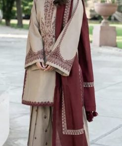 Khaadi IA-12 luxury lawn heavy embroidered 3 piece suit with digital print voile dobby dupatta