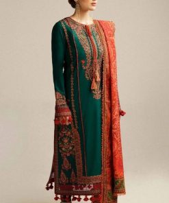 Hussain Rehar IA-16 luxury lawn heavy embroidered 3 piece suit with digital print voile dobby dupatta