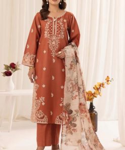 Mohagni IA-23 luxury airjet lawn heavy embroidered 3 piece suit with digital print voile dobby dupatta