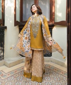Sapphire IA-24 luxury lawn heavy embroidered 3 piece suit with digital print voil dobby dupatta