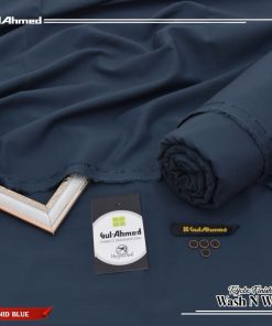 Gul Ahmed summer men unstitched mid blue color wash and wear fabric