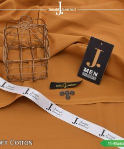 J. Cotton Suit for Men Unstitched Mustard Color Soft Cotton Fabric