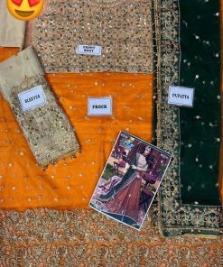 RUEDAD E SAHR – A Bridal Masterpiece by Ayesha Imran The RUEDAD E SAHR collection is known for its poetic luxury, intricate handwork, and romantic color palettes. The AI-625 bridal maxi frock captures this essence beautifully with its soft blush tone, heavy embroidery, and graceful silhouette.