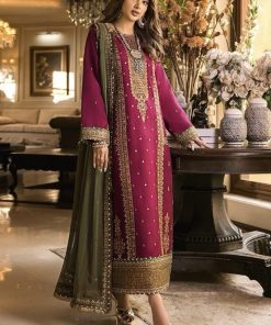 Asim Jofa AJ-624 fully heavy embroidered chiffon 3 piece unstitched suit with malai trouser