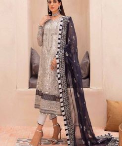 Gulaal GL-623 3 piece unstitched embroidered organza suit with handwork and malai trouser