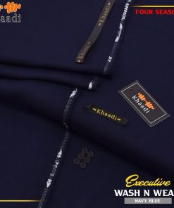 Khaadi Men Navy Blue Unstitched Suit Summer Wear 2026