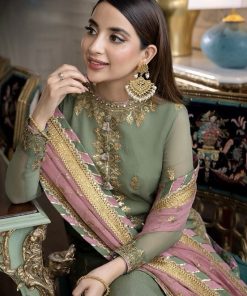 Asim Jofa AJ-618 unstitched ladies suit with heavy embroidery chiffon front