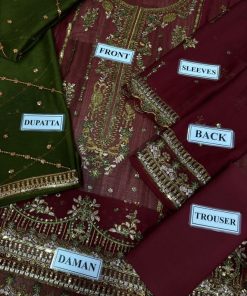 The Asim Jofa AZ-628 Wedding Edition & Eid Collection is a symbol of luxury, grace, and timeless festive fashion. Designed for women who want an elegant yet glamorous look, this 3 piece chiffon suit is perfect for weddings, Eid celebrations, formal dinners, and special occasions.