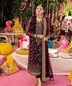 Asim Jofa AJ-622 fully heavy embroidered chiffon 3 piece unstitched suit with malai trouser