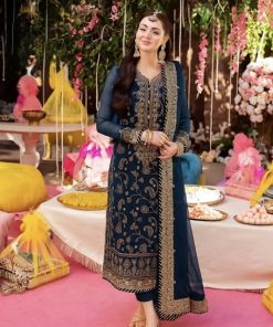 Asim Jofa AJ-621 fully heavy embroidered chiffon 3 piece unstitched suit with malai trouser