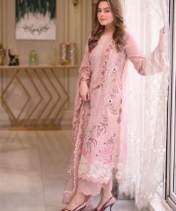 Aneelas 1A-05 luxury lawn heavy embroidered 3 piece suit cotton net dupatta Eid 2026