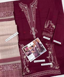 IZEL IA-21 is a luxury airjet lawn 3 piece unstitched suit featuring an embroidered lawn shirt and sleeves, dyed lawn back and trouser, and a digital print voile dobby dupatta from Eid Collection 2026.