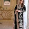 Aneelas AN-631 black luxury embroidered chiffon wedding suit with silk trouser