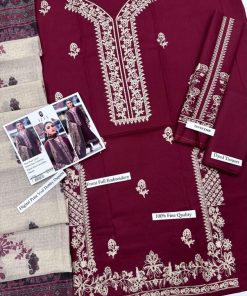 Featuring a heavy embroidered lawn shirt, fully heavy embroidered sleeves, a dyed lawn back for breathability, and a digital print voile dobby dupatta, IZEL IA-13 balances richness with wearability. It’s an ideal choice if you want a polished designer aesthetic without the heaviness.