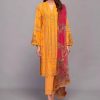 Maria.B MB-629 soft cotton chikankari embroidered 3 piece suit with silk digital printed dupatta