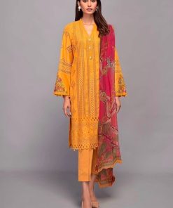 Maria.B MB-629 soft cotton chikankari embroidered 3 piece suit with silk digital printed dupatta