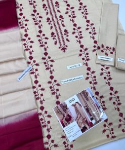 The Zarf IA-14 Luxury Lawn Collection is designed for women who love rich embroidery, refined silhouettes, and breathable summer fabrics. This elegant design brings together full heavy embroidery on lawn with a graceful Bamber dupatta, creating a festive look that feels luxurious yet wearable.