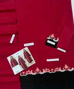 Featuring an embroidered lawn shirt front, embroidered sleeves, a dyed lawn back for airflow, and a matching lawn dupatta, Qaswa IA-19 keeps the look cohesive, light, and gracefully festive.