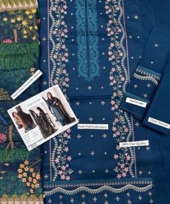 The digital print voil dobby dupatta adds a vibrant yet elegant contrast to the embroidered lawn shirt. Its airy texture and beautiful print enhance the overall look, making the suit visually balanced and graceful.