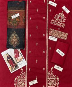 The lawn shirt front features heavy embroidery, giving the outfit a rich and festive appearance. The detailed embroidery reflects fine craftsmanship and adds luxury to the overall design.