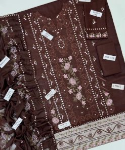 Aneela’s IA-91 Most Demanding Edition Luxury Lawn 3 Piece Suit is a premium ladies unstitched lawn suit, specially designed for women who love bold 9mm sequence embroidery with a festive designer finish. This outfit is perfect for weddings, Eid, and special gatherings where you want a glamorous look.