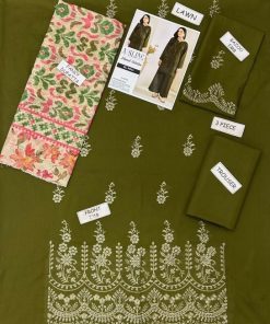 The lawn shirt front features heavy chikankari embroidery, giving the outfit a rich and graceful appearance. The detailed embroidery reflects fine craftsmanship and adds luxury to the design.